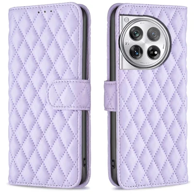 BINFEN COLOR BF Style-14 For OnePlus 12R 5G / Ace 3 5G Case PU Leather Stand Shockproof Protective Phone Cover - Purple