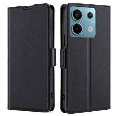 For Xiaomi Redmi Note 13 Pro 5G / Poco X6 5G Protective Case TPU Inner Shell PU Leather Phone Cover - Black