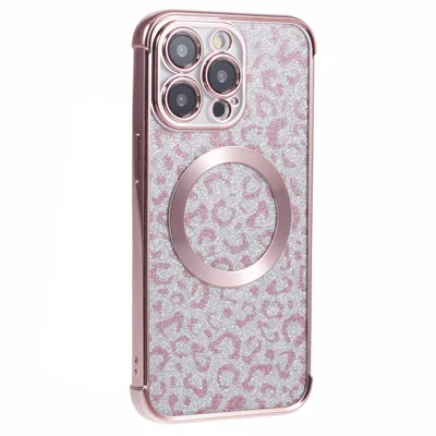 HRF Series for iPhone 15 Pro Max TPU Case Compatible with MagSafe Electroplating Phone Cover - Pink