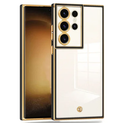 For Samsung Galaxy S24 Ultra Cell Phone Case Electroplating TPU Phone Back Cover - Black