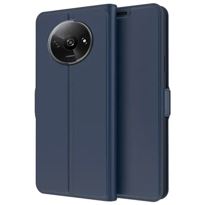 For Xiaomi Redmi A3 4G / Poco C61 4G Leather Case Card Holder Folding Stand Phone Cover - Blue