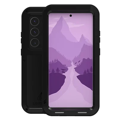 LOVE MEI For Samsung Galaxy S24 Ultra Case Metal+Silicone Phone Cover (without Tempered Glass) - Black