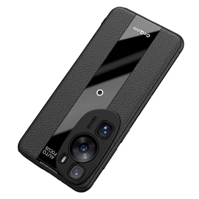 Q.COO For Huawei P60 Art Case Leather+TPU+Acrylic Lightweight Smartphone Shell - Black