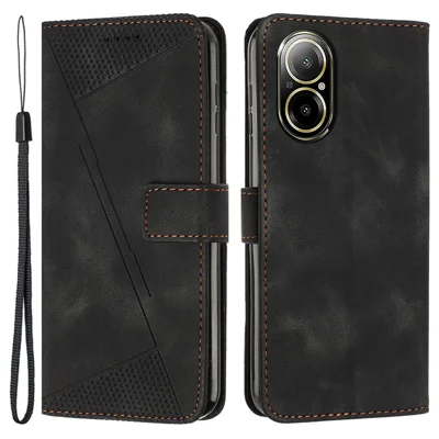 For Realme C67 4G Leather Flip Wallet Case Magnetic Card Slots Phone Cover - Black