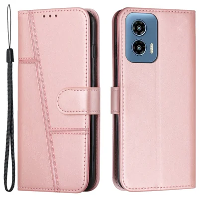 For Motorola Moto G45 5G / G34 5G Case Book Stand Design Leather Phone Cover - Rose Gold