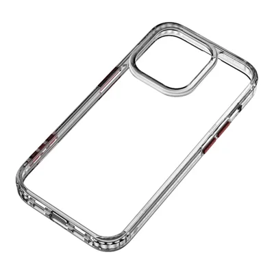 Q.COO Crystal Series for iPhone 13 Pro Max Case Anti-Scratch Hard PC + Soft TPU Phone Cover - Transparent Black