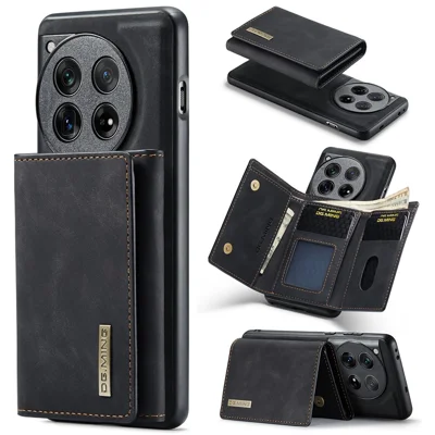 DG.MING M1 Series for OnePlus 12 5G Case Detachable Wallet Phone Cover - Black
