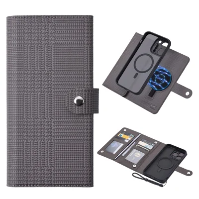 VILI GHA Series For iPhone 15 Pro Case RFID Blocking Card Holder Phone Cover Compatible with MagSafe - Grey