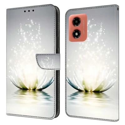 For Motorola Moto G Play (2024) 4G Protective Case 3D Pattern Printing Leather Flip Phone Cover - Lotus