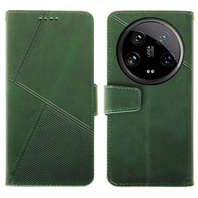 IDEWEI For Xiaomi 14 Ultra Leather Case Calf Texture Phone Wallet Cover - Green