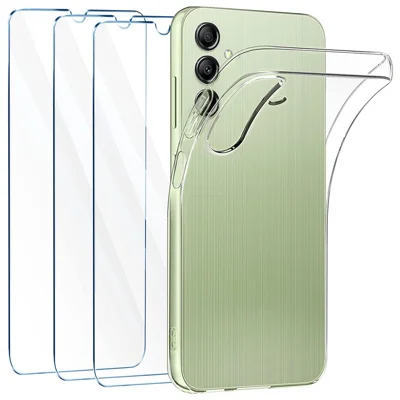 For Samsung Galaxy A35 5G Clear Case TPU Airbag Protection Phone Cover with 3Pcs 2.5D Screen Film