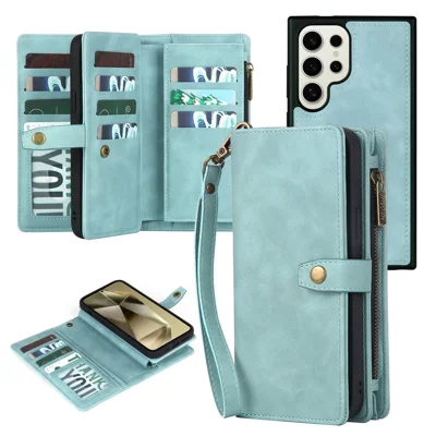 MEGSHI H1 Series For Samsung Galaxy S24 Ultra Case Magnetic Detachable Phone Leather Cover - Blue