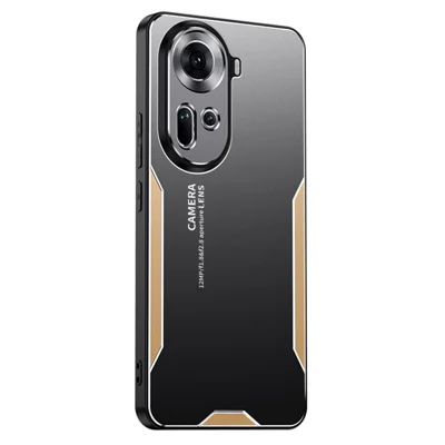 For Oppo Reno11 5G (Global) Case Aluminum Alloy+TPU+PC Hybrid Phone Cover - Gold
