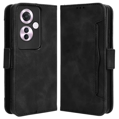 For Oppo Reno11 F 5G / F25 Pro 5G Leather Case Multiple Card Slots Wallet Phone Cover - Black