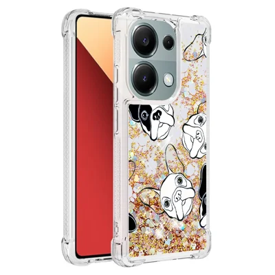 For Xiaomi Redmi Note 13 Pro 4G / Poco M6 Pro 4G TPU Case with Quicksand and Pattern Printed - Black+White Puppy