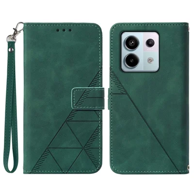 For Xiaomi Redmi Note 13 Pro 5G / Poco X6 5G Leather Case with Hand Strap Wallet Stand Phone Cover - Blackish Green
