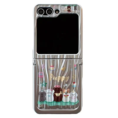 For Samsung Galaxy Z Flip5 5G Phone Case Ripple Texture Pattern Print Anti-scratch PC Cover - 5 Dogs