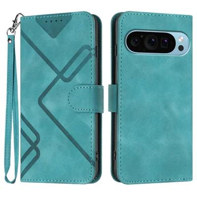 YX0040 For Google Pixel 9 / Pixel 9 Pro Imprinted Case Leather Stand Shockproof Smart Phone Cover - Baby Blue