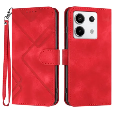 YX0040 For Xiaomi Redmi Note 13 Pro 5G / Poco X6 5G Case Imprinted Leather Shockproof Wallet Phone Cover - Red