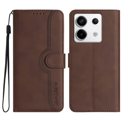 YX003 For Xiaomi Redmi Note 13 Pro 5G / Poco X6 5G Stand Case Imprinted Leather Wallet Phone Cover - Brown