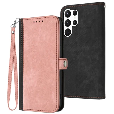 YX0020 For Samsung Galaxy S24 Ultra Case PU Leather Magnetic Closure Handbag Phone Cover - Pink