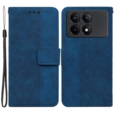 For Xiaomi Poco X6 Pro 5G / Redmi K70E 5G Anti-Drop PU Leather Cell Phone Case Wallet Stand Cover - Blue