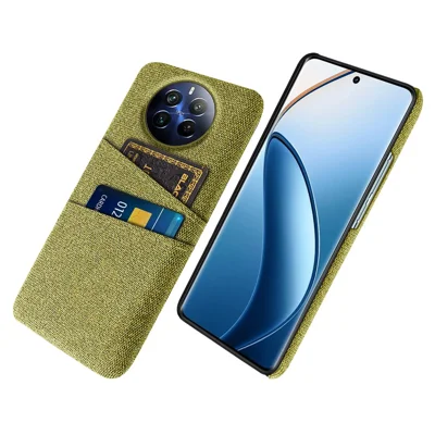 For Realme 12 Pro 5G / 12 Pro+ 5G Case Cloth Texture Scratch-resistant Phone Shell with Dual Card Holder - Yellow