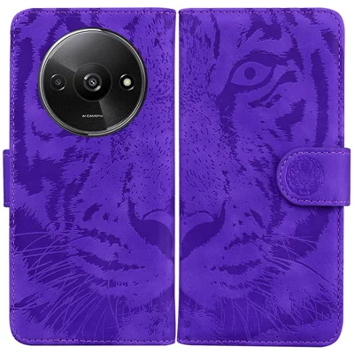 For Xiaomi Redmi A3 / Poco C61 4G Cell Phone Cover Protective Case Tiger Imprinted Pattern Phone Shell - Purple