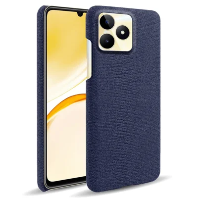 For Realme Narzo N53 4G Cell Phone Cases Shock-absorbing PC+Cloth Back Cover - Blue