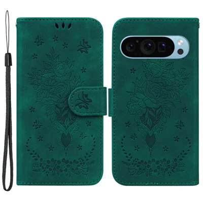 For Google Pixel 9 Pro XL Cell Phone Case Scratch Proof PU Leather Wallet Stand Cover - Green