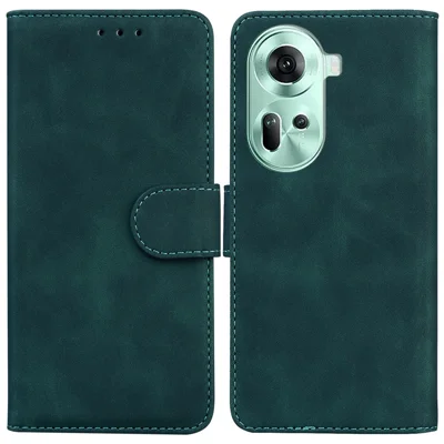 For Oppo Reno11 5G (Global) Cell Phone Cover Shockproof PU Leather+TPU Flip Stand Case - Green