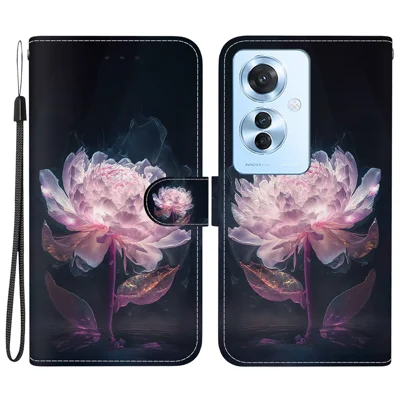 For Oppo Reno11 F 5G / F25 Pro 5G Case Pattern Printing PU Leather + TPU Phone Cover - Purple Peony