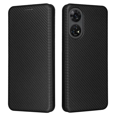 For ZTE Anshin Family A303ZT Case PU Leather Carbon Fiber Texture Phone Cover - Black