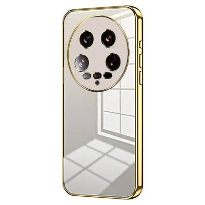 For Xiaomi 14 Ultra Electroplating TPU Cover Fingerprint Free Cell Phone Case - Gold