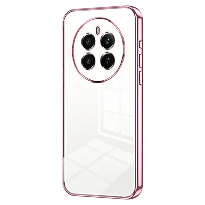 For Realme 12 4G / 12+ 5G Cell Phone Cases Flexible TPU Electroplating Phone Protector - Pink