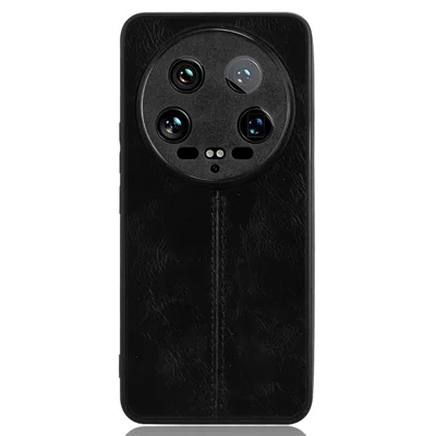 For Xiaomi 14 Ultra Phone Cover Cowhide Texture Stitching Line Shockproof Back Case - Black