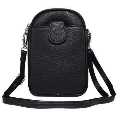 5.5 / 6.9 / 7.2 inch Leather Crossbody Bag Cell Phone Wallet Bag with Shoulder Strap for iPhone 17 Pro Max / 16 Pro Max / Samsung Galaxy S26 Ultra / S25 Ultra - Black