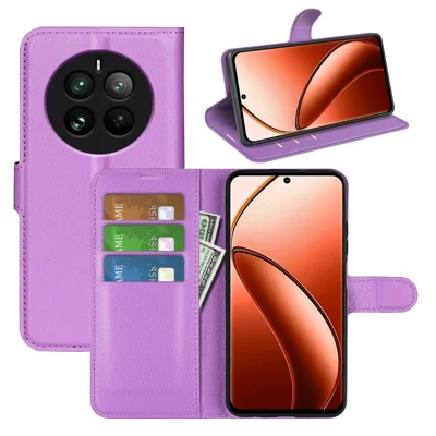 For Realme 12 Pro 5G / 12 Pro+ 5G Case Litchi Texture PU Leather Anti-Scratch Phone Cover - Purple