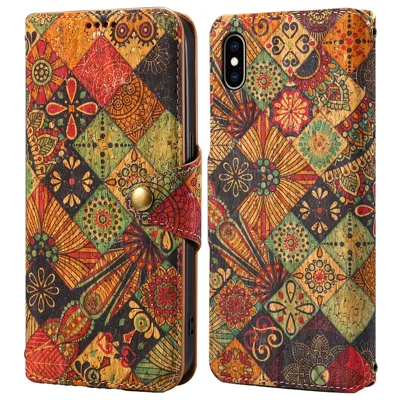 For iPhone XS Max Case Flower Printing Wallet Protective Phone Leather Cover - Autumn / Yellow