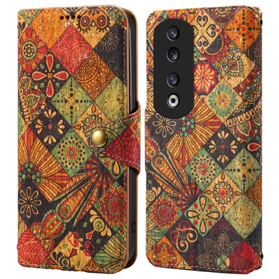 For Honor 90 Pro Wallet Case Stand Seasonal Flower PU Leather Phone Cover - Autumn / Yellow