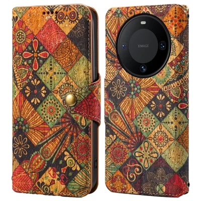 For Huawei Mate 60 Case Floral Printing Leather Phone Case with Wallet - Autumn / Yellow