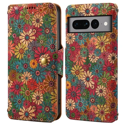 For Google Pixel 7 Pro 5G Phone Case Pattern Printing Leather Flip Cover with Wallet - Spring / Green