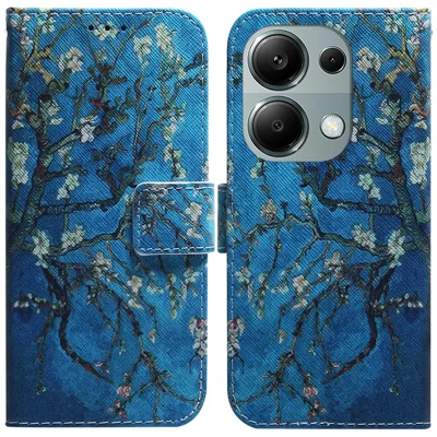 For Xiaomi Redmi Note 13 Pro 4G / Poco M6 Pro 4G Case Drop-proof Pattern Printing Card Slots Phone Cover - Apricot Flowers