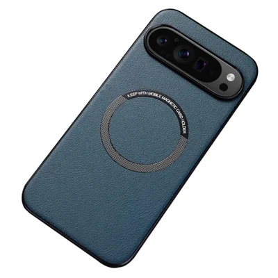 Voor Google Pixel 9 / Pixel 9 Pro hoesje PU leer+TPU achterkant compatibel met MagSafe draadloos opladen - Groen
