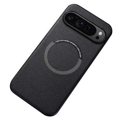 For Google Pixel 9 Pro XL Magnetic Case PU Leather+TPU Scratch-Resistant Back Cover - Black