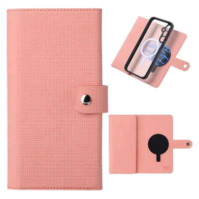 VILI GHA Series For Samsung Galaxy S23 FE Case RFID Blocking Wallet Phone Cover Magnetic Case - Pink