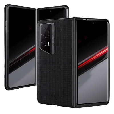 VILI TH Series for Honor Magic V2 RSR Porsche Design Cover PU Leather Coated PC+TPU Anti-fall Back Case - Black