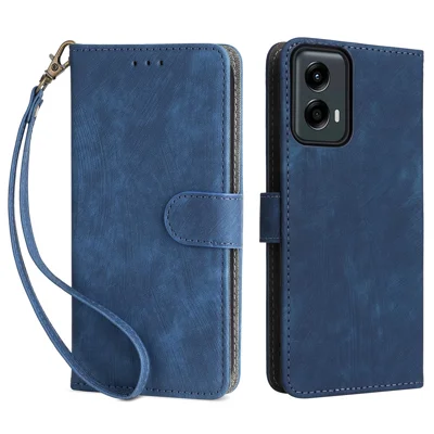 For Motorola Moto G 5G (2024) Case Full Protection RFID Blocking Leather Phone Cover - Blue