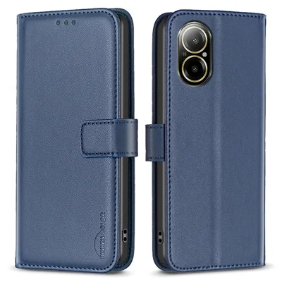 BINFEN COLOR BF17 For Realme C67 4G Case Wallet Leather Folio Phone Cover with Magnetic Closure - Blue