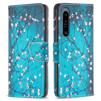 For Sony Xperia 1 VI Cell Phone Cases Leather Pattern Printing Flip Stand Cover - Plum Blossom
